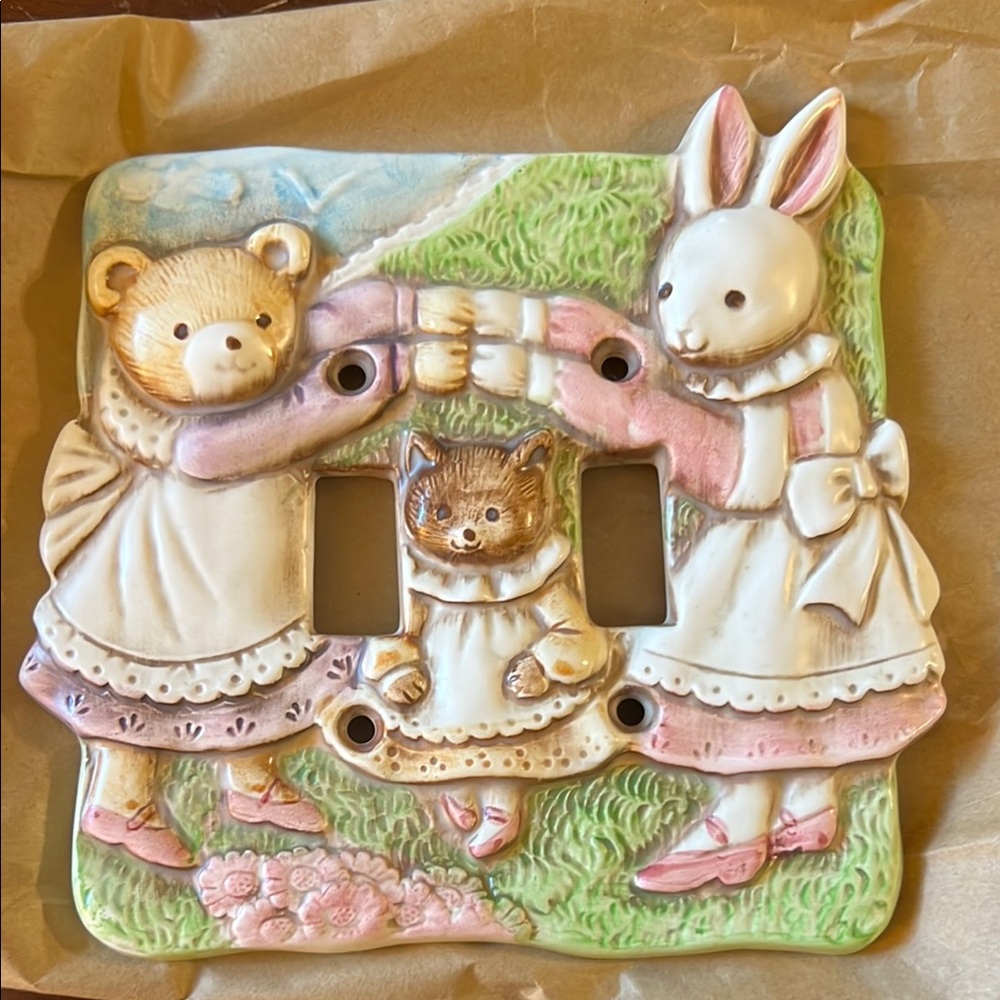 Animal Friends Ceramic Light Switch Cover